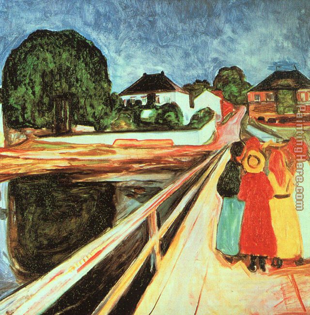 Girls on a Bridge painting - Edvard Munch Girls on a Bridge art painting